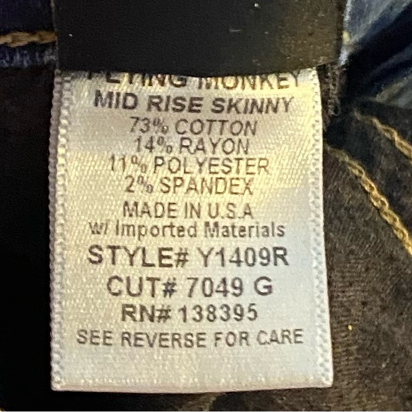 Flying Monkey Mid Rise Skinny Jeans Size 25 Waist - Picture 7 of 8